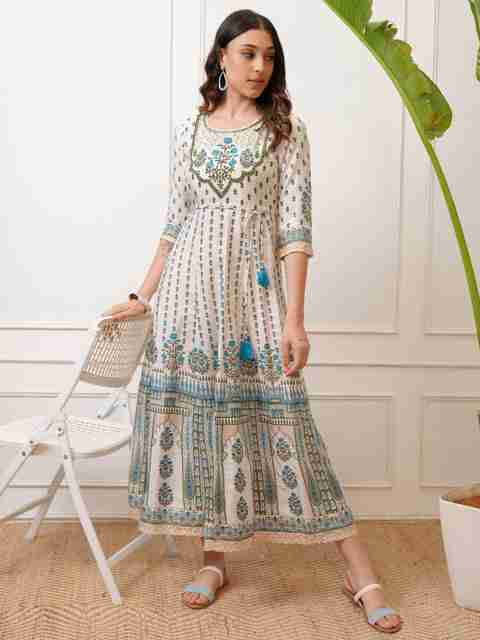 Vishudh Women Maxi Blue Full Length Dress - Buy Vishudh Women Maxi Blue  Full Length Dress Online at Best Prices in India | Flipkart.com