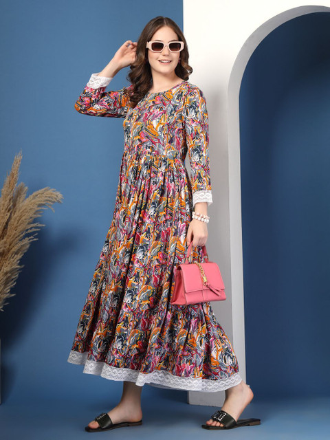 women fit and flare multicolor dress PRISTYLE Women Fit and Flare Multicolor Midi/Calf Length Dress - Buy  PRISTYLE Women Fit and Flare Multicolor Midi/Calf Length Dress Online at  Best Prices in India