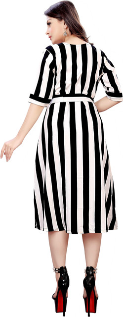 maruti fab Women A-line Black, White Knee Length Dress - Buy maruti fab  Women A-line Black, White Knee Length Dress Online at Best Prices in India  | Flipkart.com