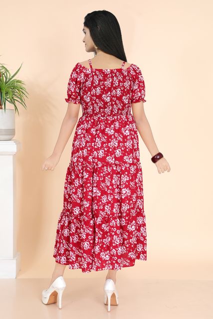 SHREESHYAMDARBAR Women Maxi Maroon Full Length Dress - Image 5
