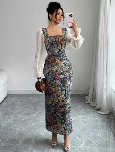 bodycon below knee dress Rib Knit Sleeveless Bodycon Dress L main image 1