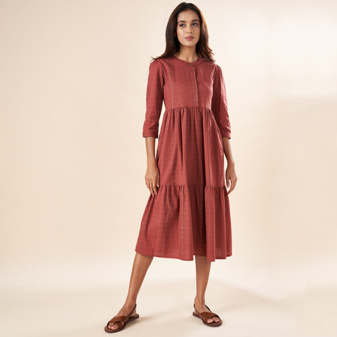 Akkriti by Pantaloons Women Fit and Flare Maroon Ankle Length