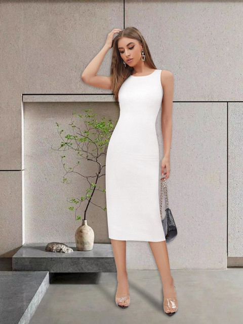 Toochki Women Bodycon White Midi/Calf Length Dress Buy Toochki