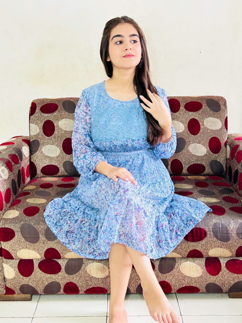 baba fashion Women Pleated White Knee Length Dress - Buy baba fashion Women  Pleated White Knee Length Dress Online at Best Prices in India |  Flipkart.com