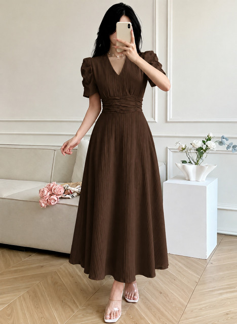 brown ankle length dress METRONAUT Women A-line grade zipper and the truefit:root:best-interest-long-sleeve-mini-dress-black Zara Xs brown and Size:7 UK / 8 US