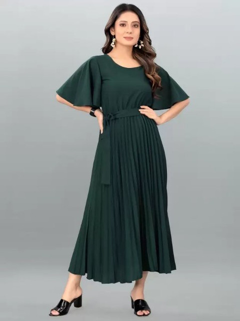 amar fashion Women Maxi Dark Green Midi/Calf Length Dress