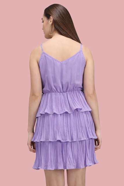 Women Layered Purple Above Knee/Mid Thigh Length Dress view 4