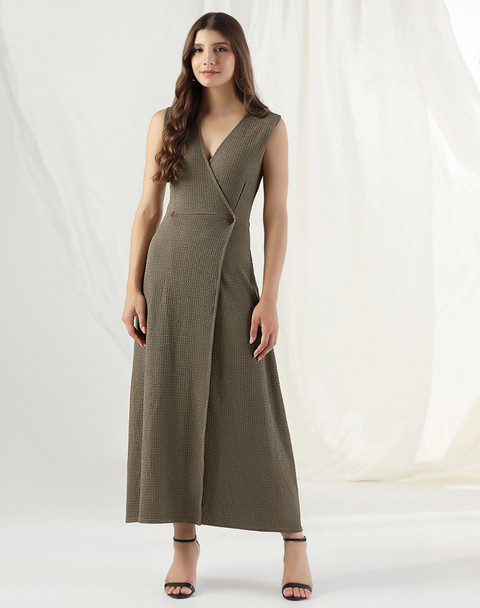 Selvia Women A-line Green Ankle Length Dress - Buy Selvia Women A-line  Green Ankle Length Dress Online at Best Prices in India | Flipkart.com