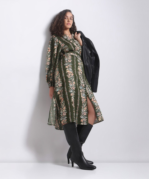 VERO MODA Women Fit and Flare Green Midi/Calf Length Dress - Buy VERO MODA  Women Fit and Flare Green Midi/Calf Length Dress Online at Best Prices in  India | Flipkart.com