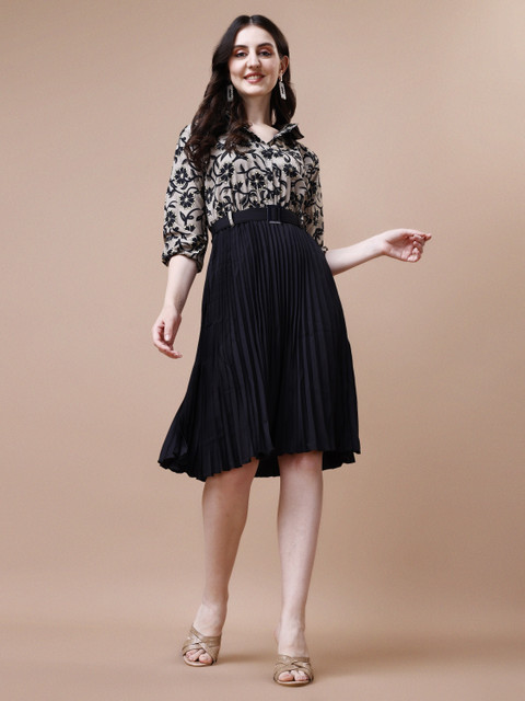 Deklook Women Pleated Black Knee Length Dress Buy Deklook Women