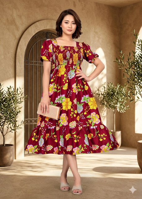fit and flare dress below knee length MENFLUENT Women Multicolor cute knee length casual summer dresses