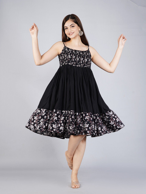 Neemiya Women Fit and Flare Black Knee Length Dress - Buy Neemiya Women Fit  and Flare Black Knee Length Dress Online at Best Prices in India |  Flipkart.com