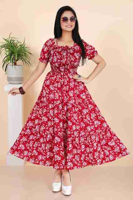 SHREESHYAMDARBAR Women Maxi Maroon Full Length Dress - Image 4