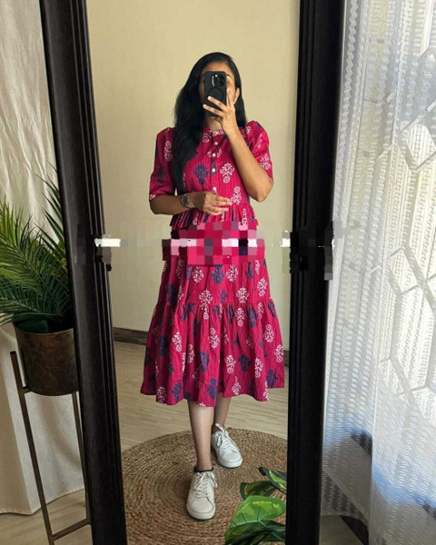 Ganyug Fashion Women A-line Pink Midi/Calf Length Dress Buy