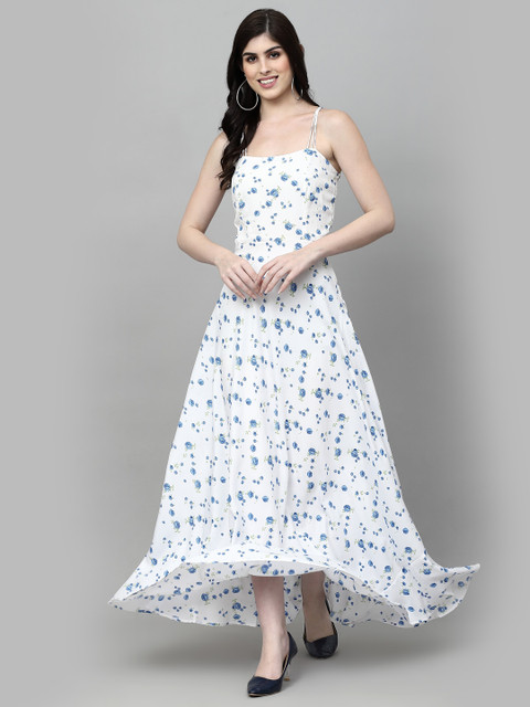 AAYU Women Maxi Blue, White Full Length Dress Buy AAYU Women