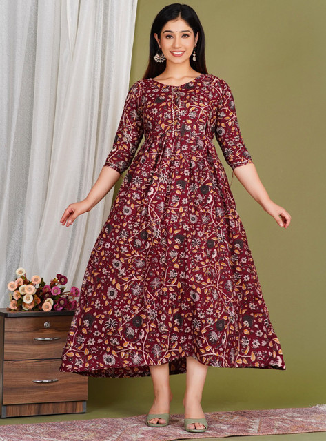 Stylishthreads Women Fit and Flare Brown Midi/Calf Length Dress - Buy  Stylishthreads Women Fit and Flare Brown Midi/Calf Length Dress Online at  Best Prices in India | Flipkart.com