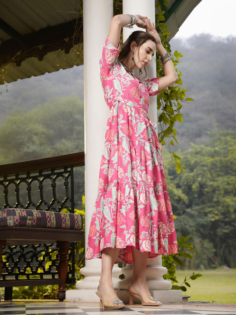 fit and flare below the knee dress London Times Women's Scuba Side-Tab Midi Dress - Sugar Ivry