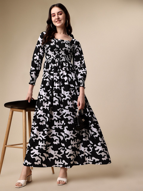 Honky Tonky Women Fit and Flare White, Black Maxi/Full Length Dress - Buy  Honky Tonky Women Fit and Flare White, Black Maxi/Full Length Dress Online  at Best Prices in India | Flipkart.com
