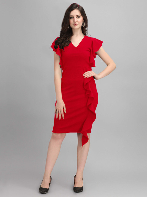strapless open back dress New Spring Summer Bodycon Dress Knee Length Elegant Party Women Red Dr –  jetechband main image 1