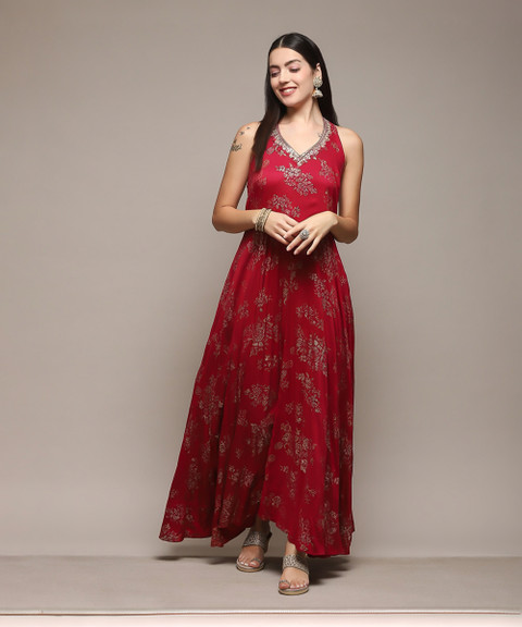 BIBA Women Fit and Flare Red Maxi/Full Length Dress - Buy BIBA Women Fit  and Flare Red Maxi/Full Length Dress Online at Best Prices in India |  Flipkart.com