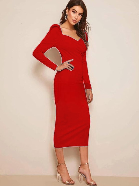calf length bodycon dress Gorgeous Silhouette Sleeveless Bodycon Midi Dress