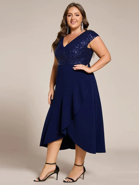 navy blue mid calf length dress CUPSHE Fall Dresses for Women V Neck Long Sleeve Tunic Waist Slit A Line Midi Casual Dress Navy Blue, XS at Amazon Women's Clothing store