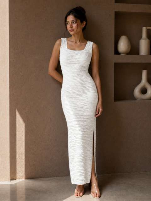 METRONAUT Women Bodycon White Maxi/Full Length Dress view 2