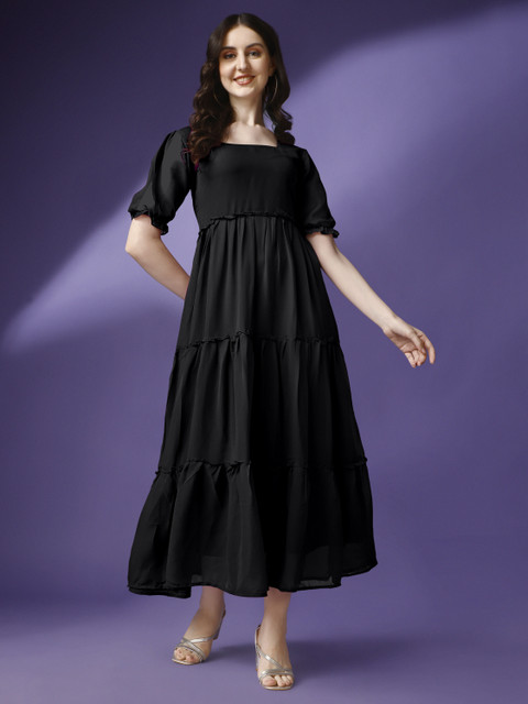 Raiyani Enterprise Women Fit and Flare Black Ankle Length Dress - Buy  Raiyani Enterprise Women Fit and Flare Black Ankle Length Dress Online at  Best Prices in India | Flipkart.com