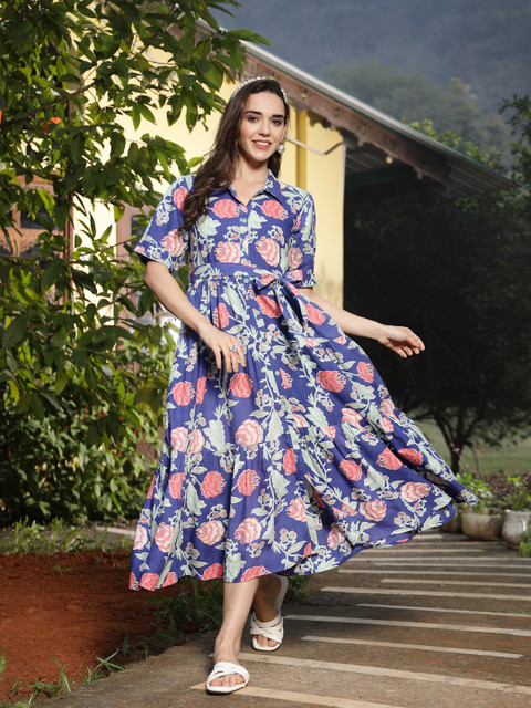 below knee length plus size dresses Plus Size Contrast Golden Floral Print Dress Below Knee Length – Anna-Kaci  Wholesale