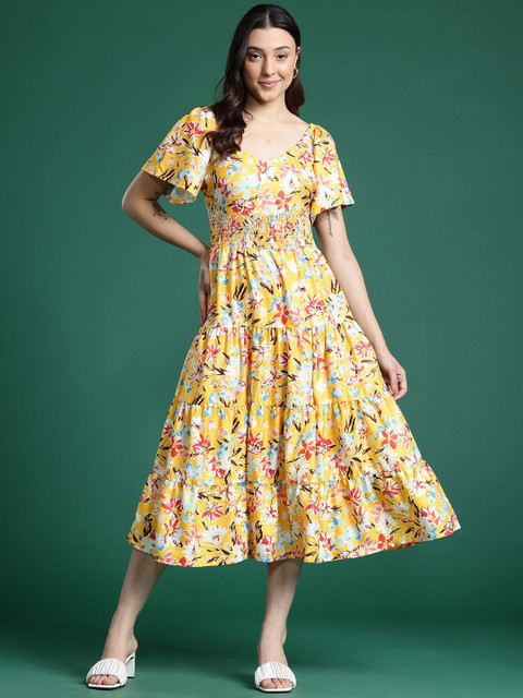 Dressberry Women A-line Yellow Midi/Calf Length Dress - Buy Dressberry  Women A-line Yellow Midi/Calf Length Dress Online at Best Prices in India |  Flipkart.com