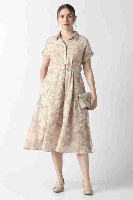 van heusen ladies dresses Women Fit and Flare Multicolor Below Knee Dress category-womens-dresses-dresses