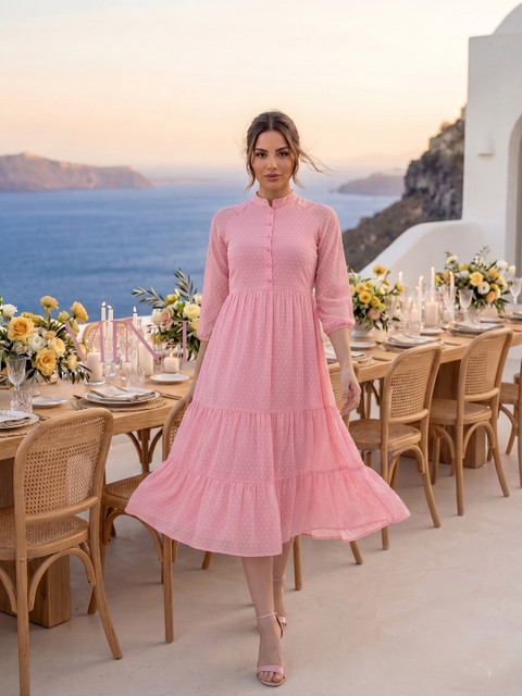 AAYU Women Fit and Flare Pink Midi/Calf Length Dress - Buy AAYU Women Fit  and Flare Pink Midi/Calf Length Dress Online at Best Prices in India |  Flipkart.com