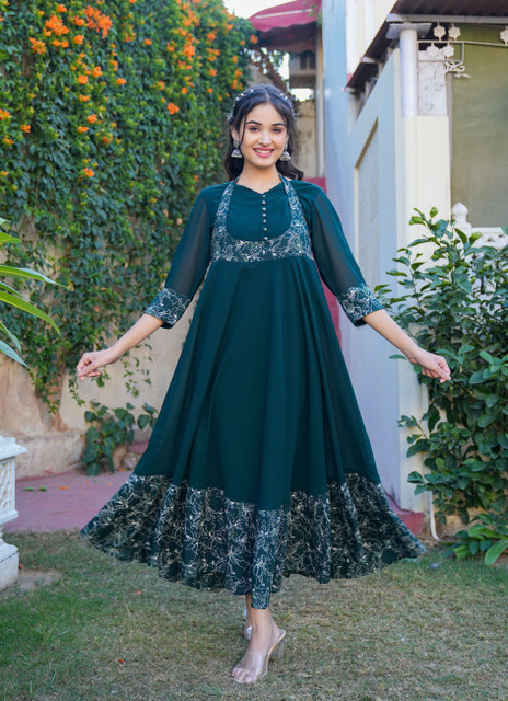 AKIKO Women Fit and Flare Green Maxi/Full Length Dress - Buy AKIKO Women  Fit and Flare Green Maxi/Full Length Dress Online at Best Prices in India |  Flipkart.com
