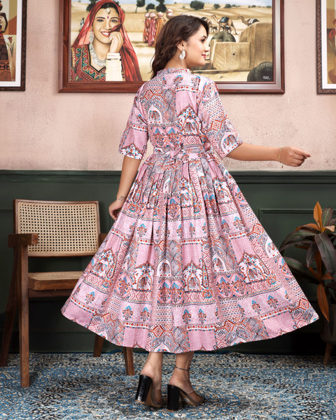 YANA ENTREPRISE Women Fit and Flare Multicolor Midi/Calf Length Dress - Buy  YANA ENTREPRISE Women Fit and Flare Multicolor Midi/Calf Length Dress  Online at Best Prices in India | Flipkart.com