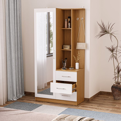 mdf dressing table design MDF Makeup Vanity Desk with Seven Drawers and One Door Dressing Table with Storage for Bedroom Closet Beauty Room