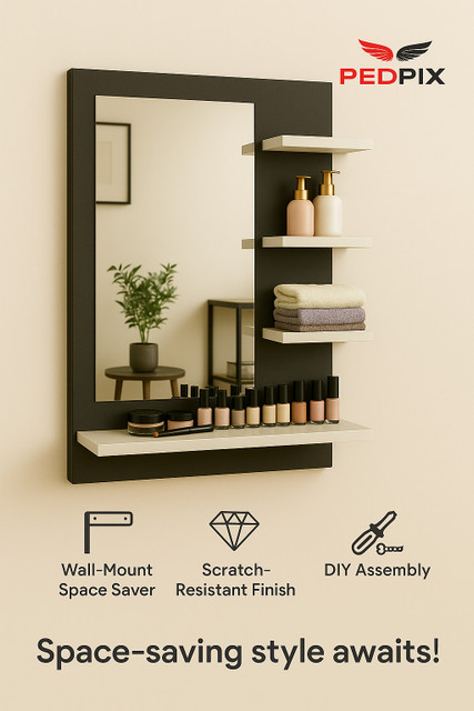 PEDPIX Dressing Table With Mirror/Dressing Wall Mirror with Shelves for  Living/Bedroom Engineered Wood Dressing Table Price in India - Buy PEDPIX Dressing  Table With Mirror/Dressing Wall Mirror with Shelves for Living/Bedroom  Engineered