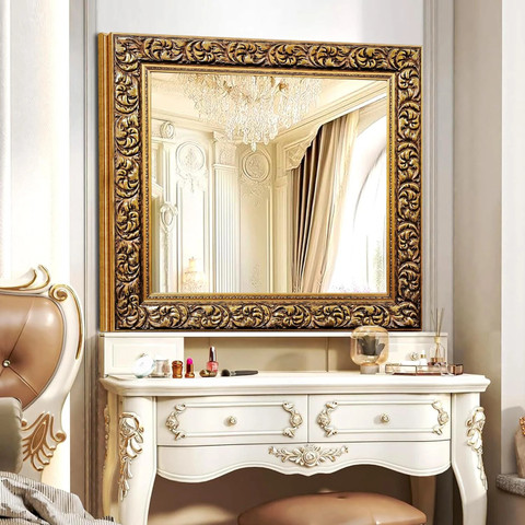 kaevion 3 Feet Antique Golden Black Wooden Frame Wall Mounting Decorative  Mirror Glass Dressing Table Price in India - Buy kaevion 3 Feet Antique  Golden Black Wooden Frame Wall Mounting Decorative Mirror