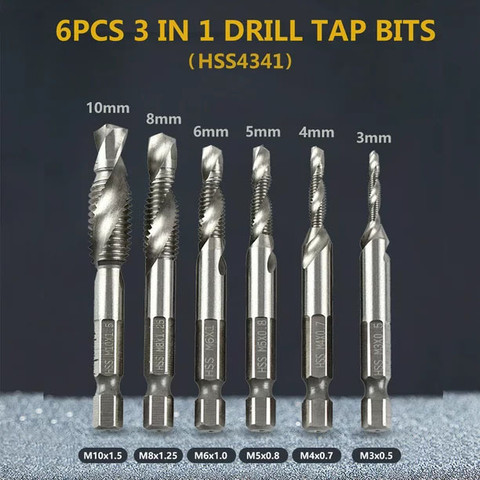 AS TOOL CENTER 6pcs Combination Drill And Tap Bit Set applications
