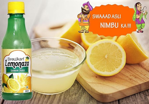 Brewkart Yellow Lemon Juice Concentrate - Pack of 1 Tangy Natural