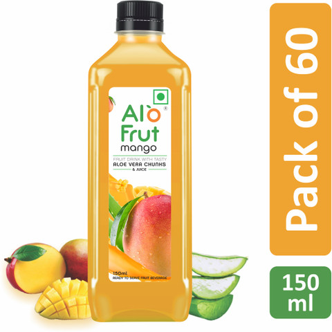 ALOFRUT Mango Juice with Aloevera Chunks 150ml Ready to Serve