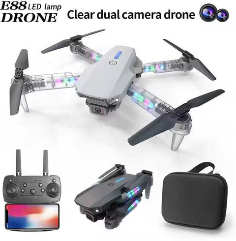 Clubics E88 Drone 4K HD Camera LED Light Long Range 360 Roll Four Axis  Aircraft Drone