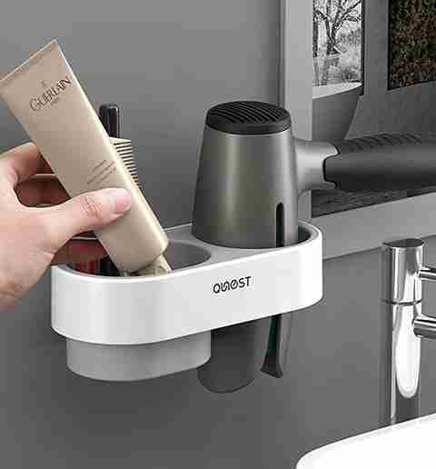 Amulakh Hair Dryer Rack Comb Holder Bathroom Storage Organizer  Self-Adhesive Wall Wall Mounted Dryer Holder