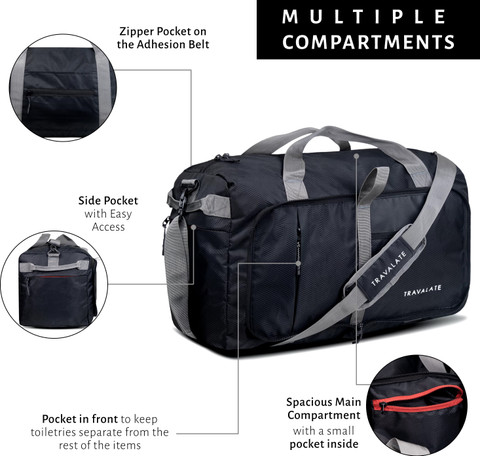 Travalate (Expandable) Foldable Travel Duffle Bag with Separate Shoe  Compartment Adjustable Strap Duffel Without Wheels