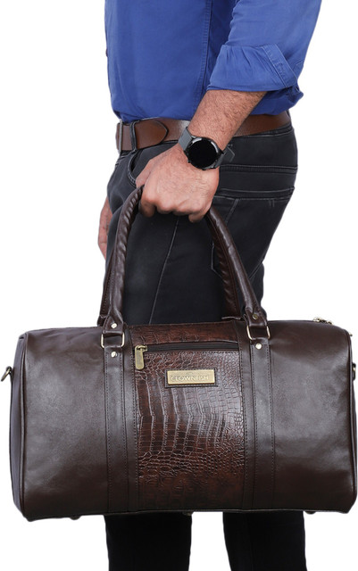 The CLOWNFISH Jordan 25 Litres Faux Leather Duffle Bag (Dark Brown