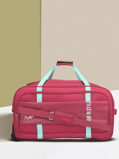 SKYBAGS Cult Polyester 62 cm Large Size Stylish Duffel Trolley with  Wheels|Red-Unisex Duffel With Wheels (Strolley)