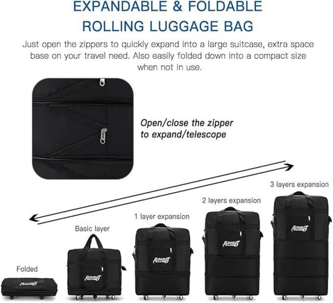 JD FRESH (Expandable) 2layer Travel Luggage Expandable Foldable