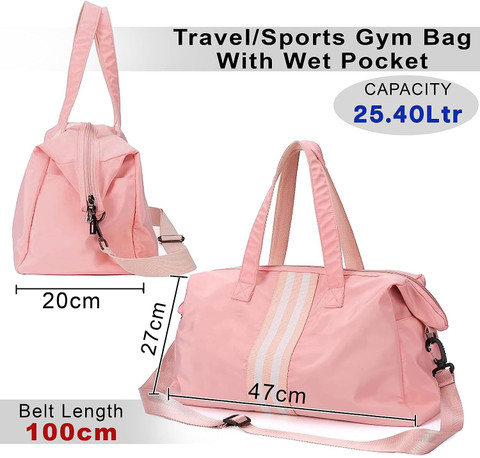 STORITE Middle Strip Travel Duffle Bag for Women, Wet Separated