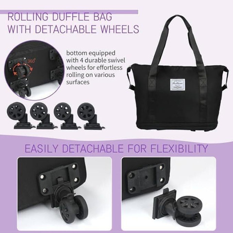 LOGGIN (Expandable) Rolling Duffle Bag with Wheels, Expandable