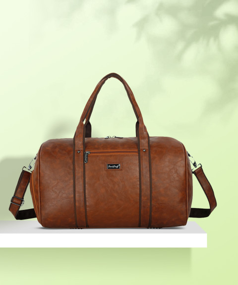 Hard Craft Luxury Leather Duffle Bag with Separate Shoe/Laundry