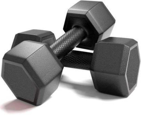 Dee Fit High quality 10kg PVC Hexagon Dumbbell set each Dumbbell is 5kg  Fixed Weight Dumbbell